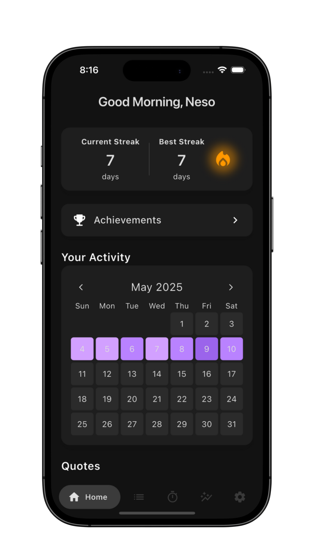 Habit heatmap