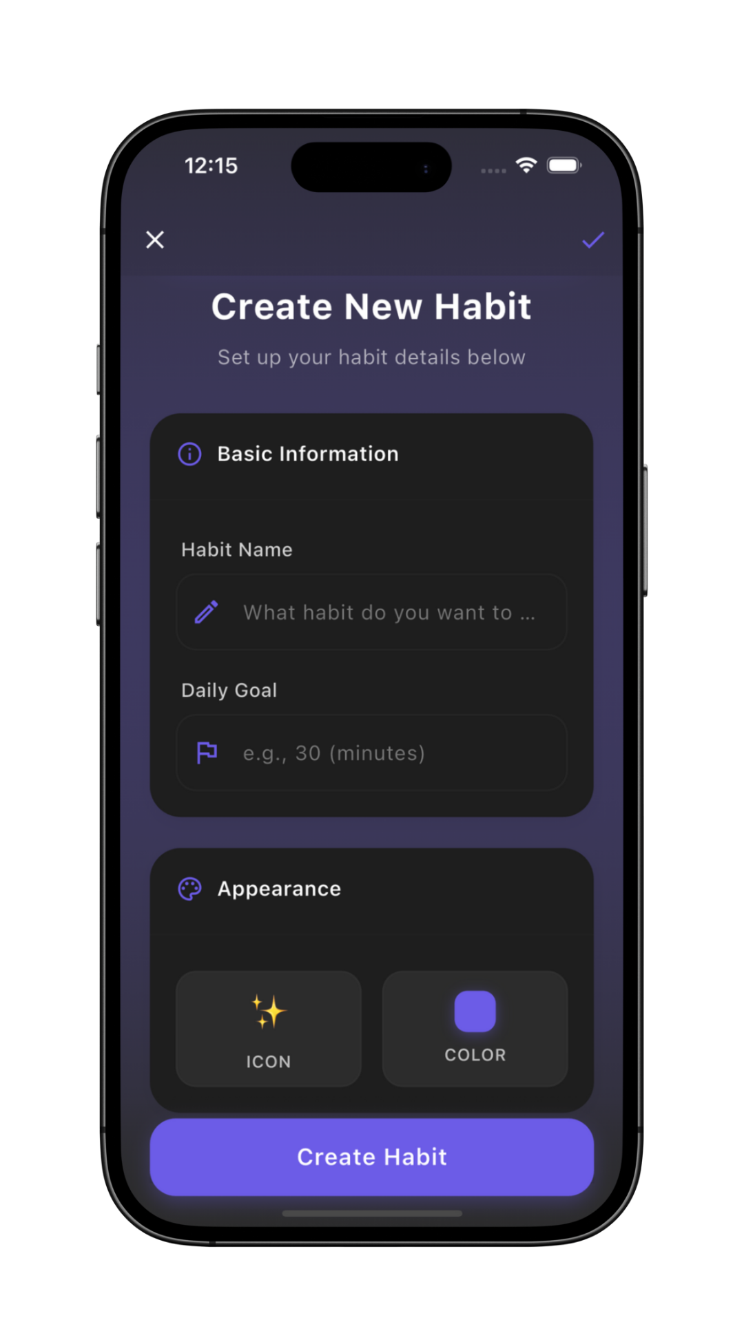 Customizable habits